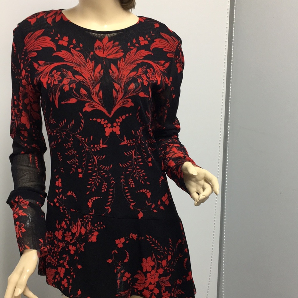 Fuzzy Jean Paul Gaultier top blouse black red M